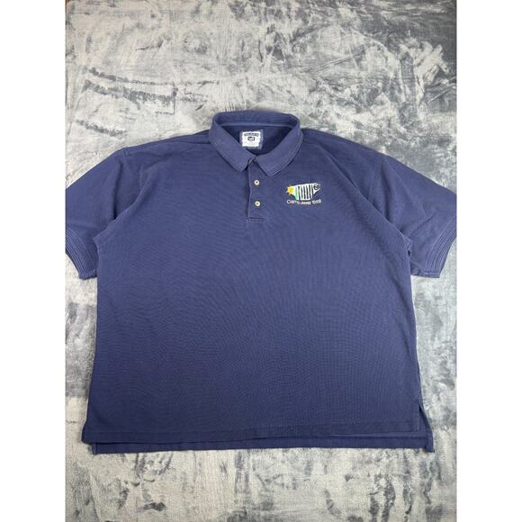 Vintage 1999 Jeep Camp Polo Shirt‎ Lee 2XL Navy Blue Off-Road Embroidered - Picture 1 of 11